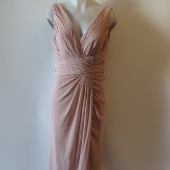 NWT WOMENS WATTERS & WATTERS BLUSH PINK PLEATED SLEEVELESS GOWN 10 * - Picture 6 of 14